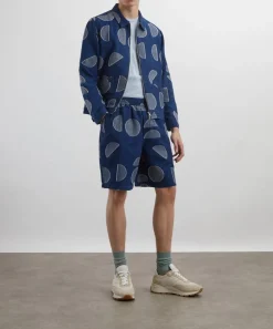 Folk Shorts^Relaxed Indigo Circle Jacquard Shorts