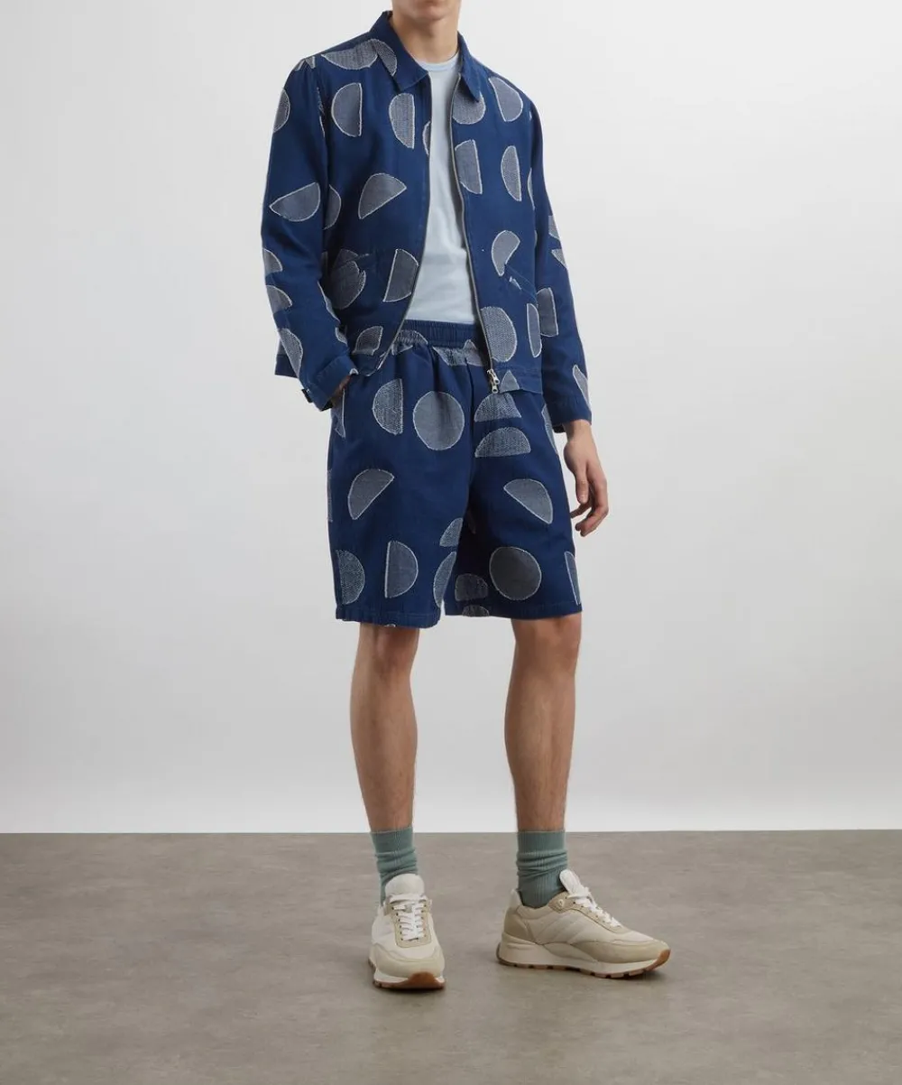 Folk Shorts^Relaxed Indigo Circle Jacquard Shorts