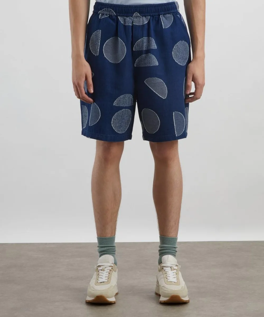 Folk Shorts^Relaxed Indigo Circle Jacquard Shorts