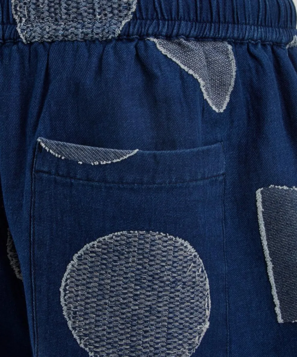 Folk Shorts^Relaxed Indigo Circle Jacquard Shorts