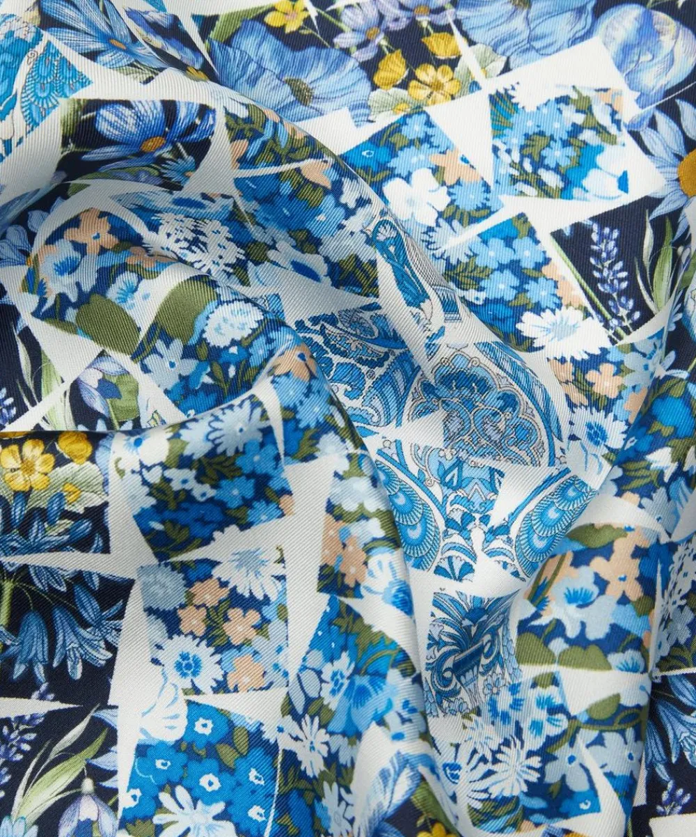 Liberty Scarves^Retold Patchwork 45x45 Silk Scarf