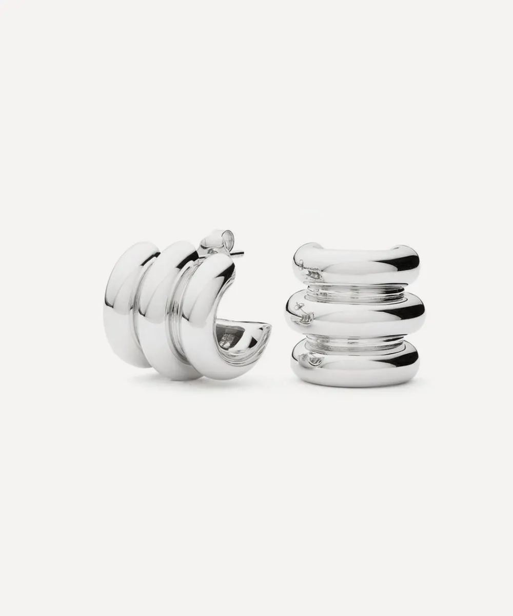 Missoma Earrings|Earrings^Rhodium-Plated Chubby Triple Small Hoop Earrings