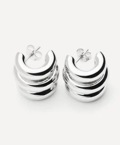 Missoma Earrings|Earrings^Rhodium-Plated Chubby Triple Small Hoop Earrings