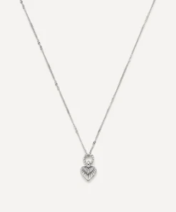 Missoma Earrings^Rhodium-Plated Mini Ridge Heart Pendant Necklace