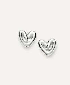 Missoma Earrings^Rhodium-Plated Puffy Heart Stud Earrings