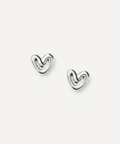 Missoma Earrings^Rhodium-Plated Puffy Heart Mini Stud Earrings
