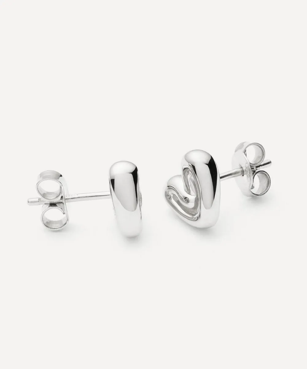 Missoma Earrings^Rhodium-Plated Puffy Heart Mini Stud Earrings