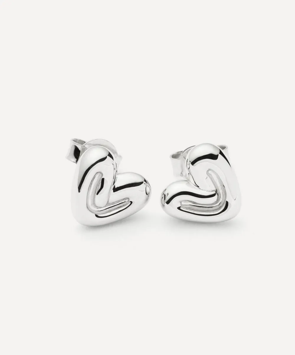 Missoma Earrings^Rhodium-Plated Puffy Heart Mini Stud Earrings