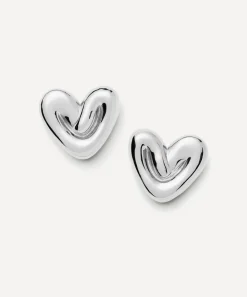 Missoma Earrings^Rhodium-Plated Puffy Heart Oversized Stud Earrings