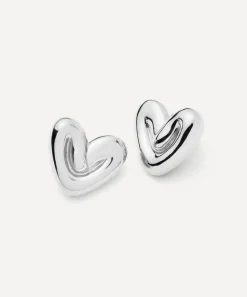Missoma Earrings^Rhodium-Plated Puffy Heart Oversized Stud Earrings