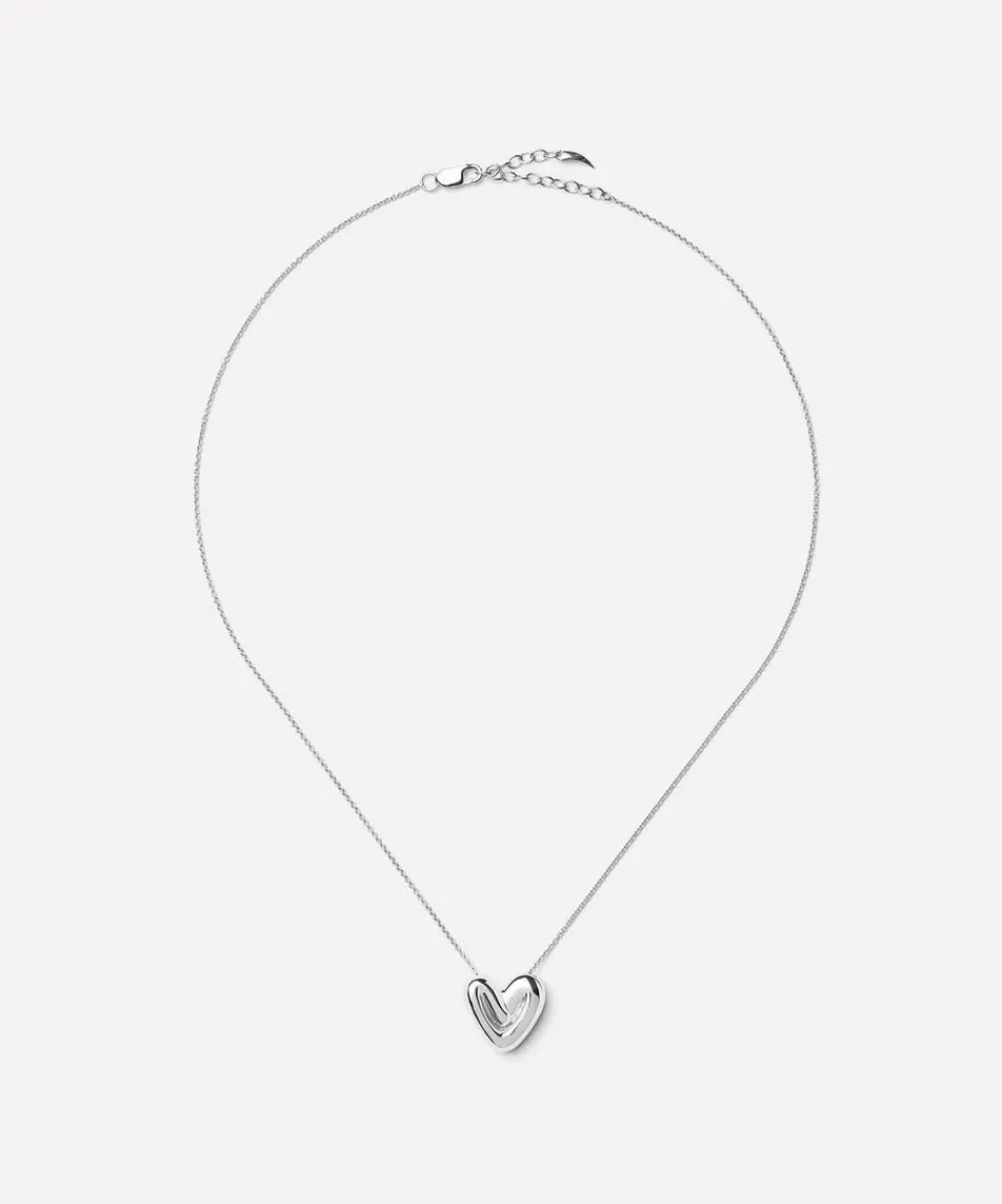 Missoma Necklaces^Rhodium-Plated Puffy Heart Pendant Necklace