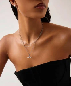 Missoma Necklaces^Rhodium-Plated Ridge T-Bar Pendant Necklace