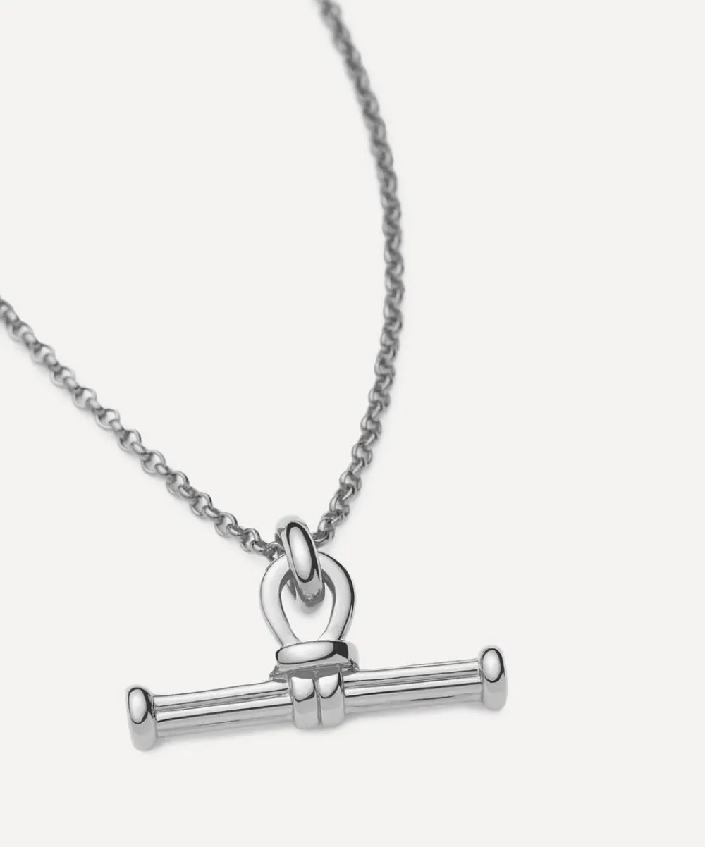 Missoma Necklaces^Rhodium-Plated Ridge T-Bar Pendant Necklace