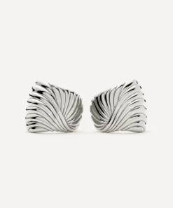 Missoma Earrings^Rhodium-Plated Ripple Stud Earrings
