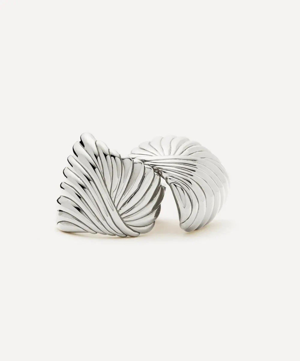 Missoma Earrings^Rhodium-Plated Ripple Stud Earrings