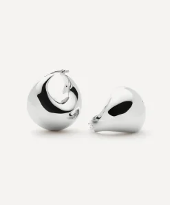 Missoma Earrings|Earrings^Rhodium-Plated Sculptural Chubby Dome Medium Hoop Earrings
