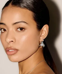 Missoma Earrings|Earrings^Rhodium-Plated Sculptural Chubby Dome Medium Hoop Earrings