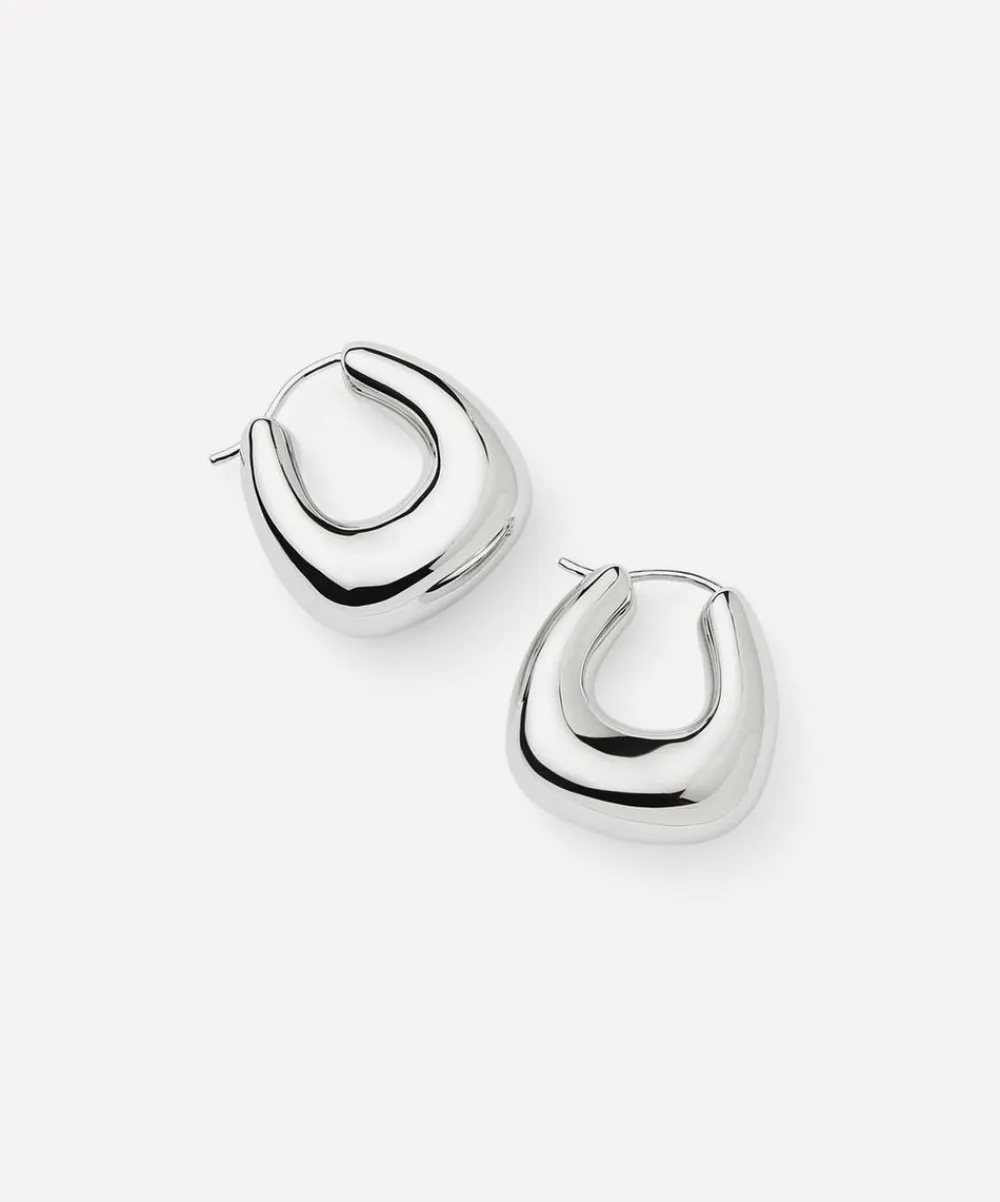 Missoma Earrings|Earrings^Rhodium-Plated Sculptural Chubby Small Hoop Earrings