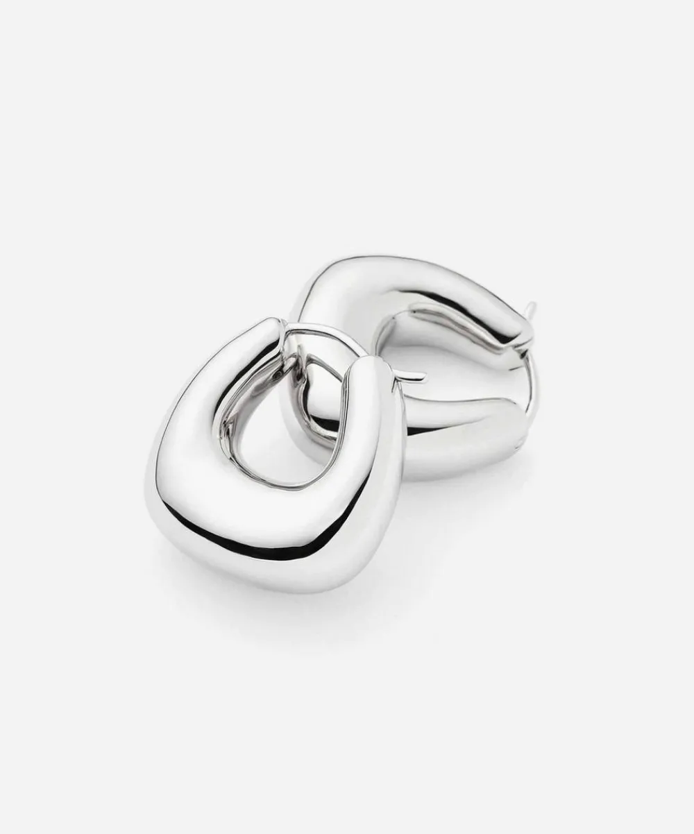 Missoma Earrings|Earrings^Rhodium-Plated Sculptural Chubby Small Hoop Earrings
