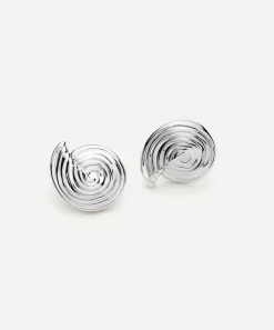 Missoma Earrings^Rhodium-Plated Spiral Small Stud Earrings