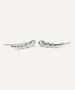 Missoma Earrings^Rhodium-Plated Tennis Climber Stud Earrings