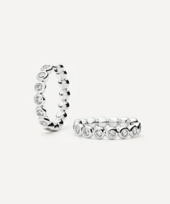Missoma Earrings^Rhodium-Plated Tennis Medium Hoop Earrings