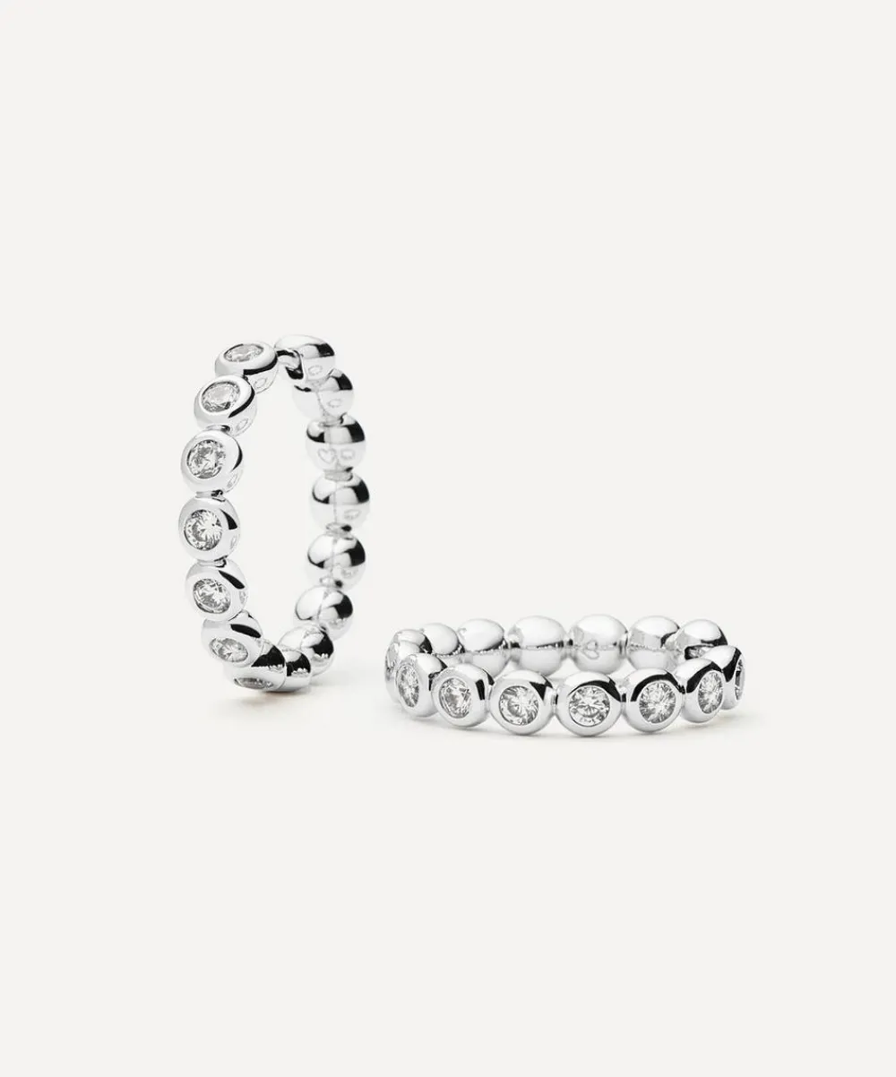 Missoma Earrings^Rhodium-Plated Tennis Medium Hoop Earrings