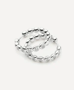 Missoma Earrings^Rhodium-Plated Tennis Medium Hoop Earrings