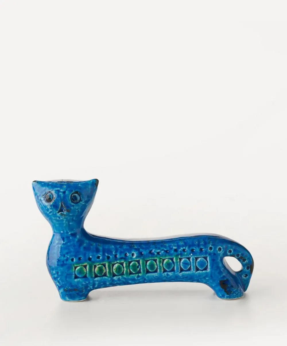 Bitossi Ornaments^Rimini Blu Ceramic Long Cat Figure