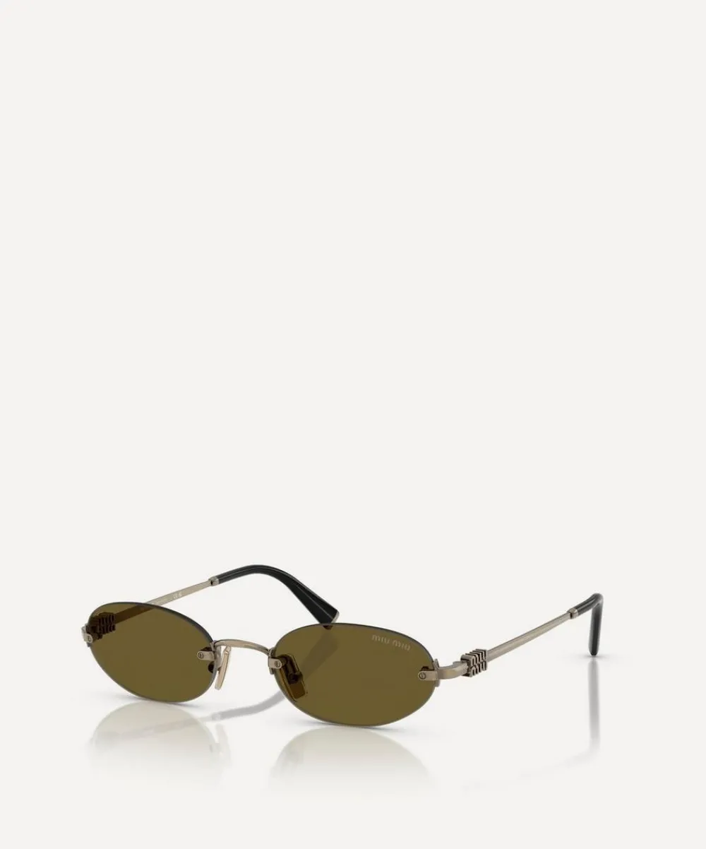 Miu Miu Sunglasses & Glasses^Rimless Oval Sunglasses