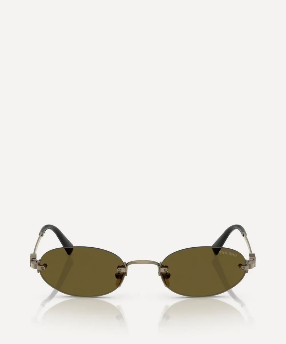 Miu Miu Sunglasses & Glasses^Rimless Oval Sunglasses