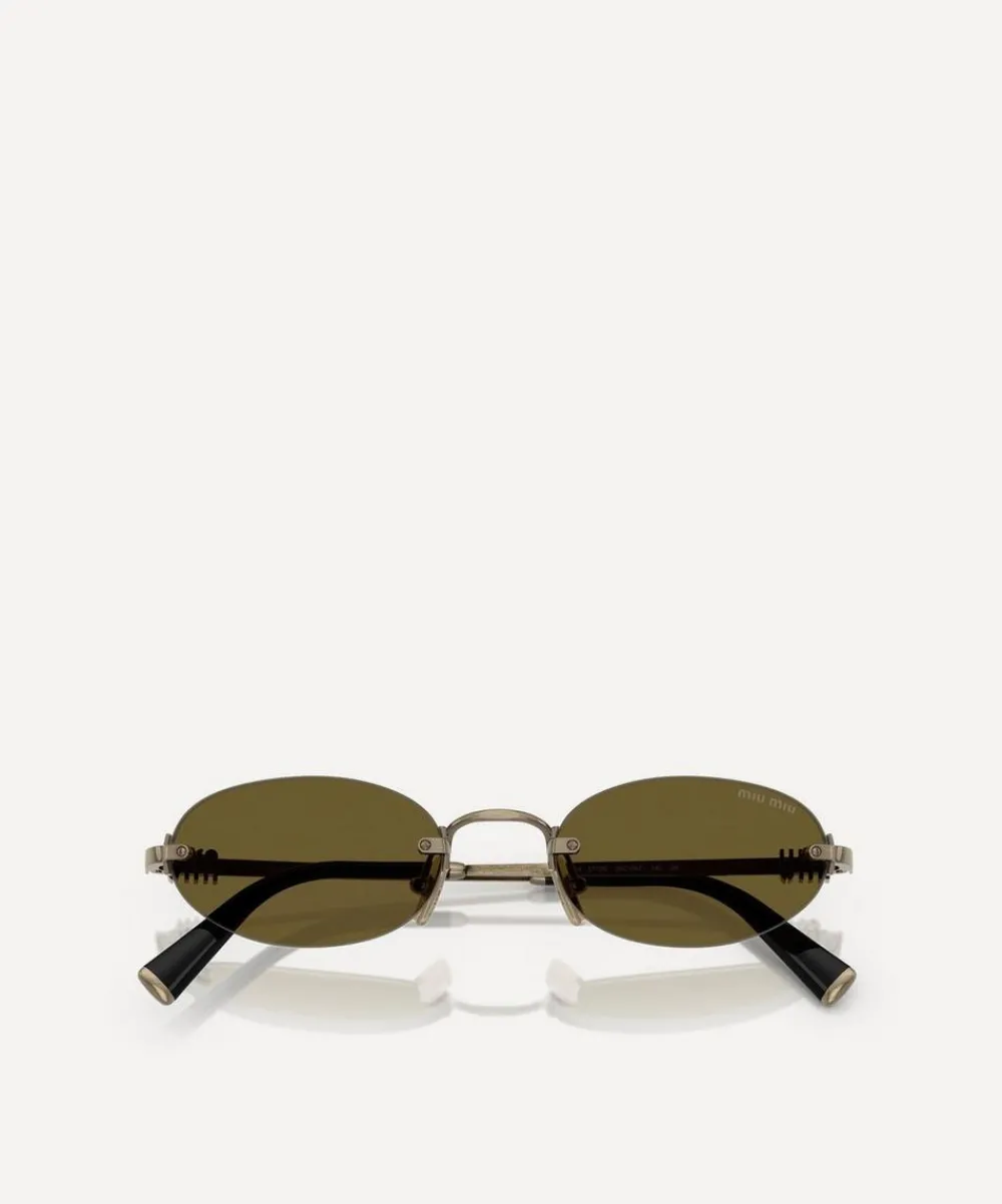 Miu Miu Sunglasses & Glasses^Rimless Oval Sunglasses