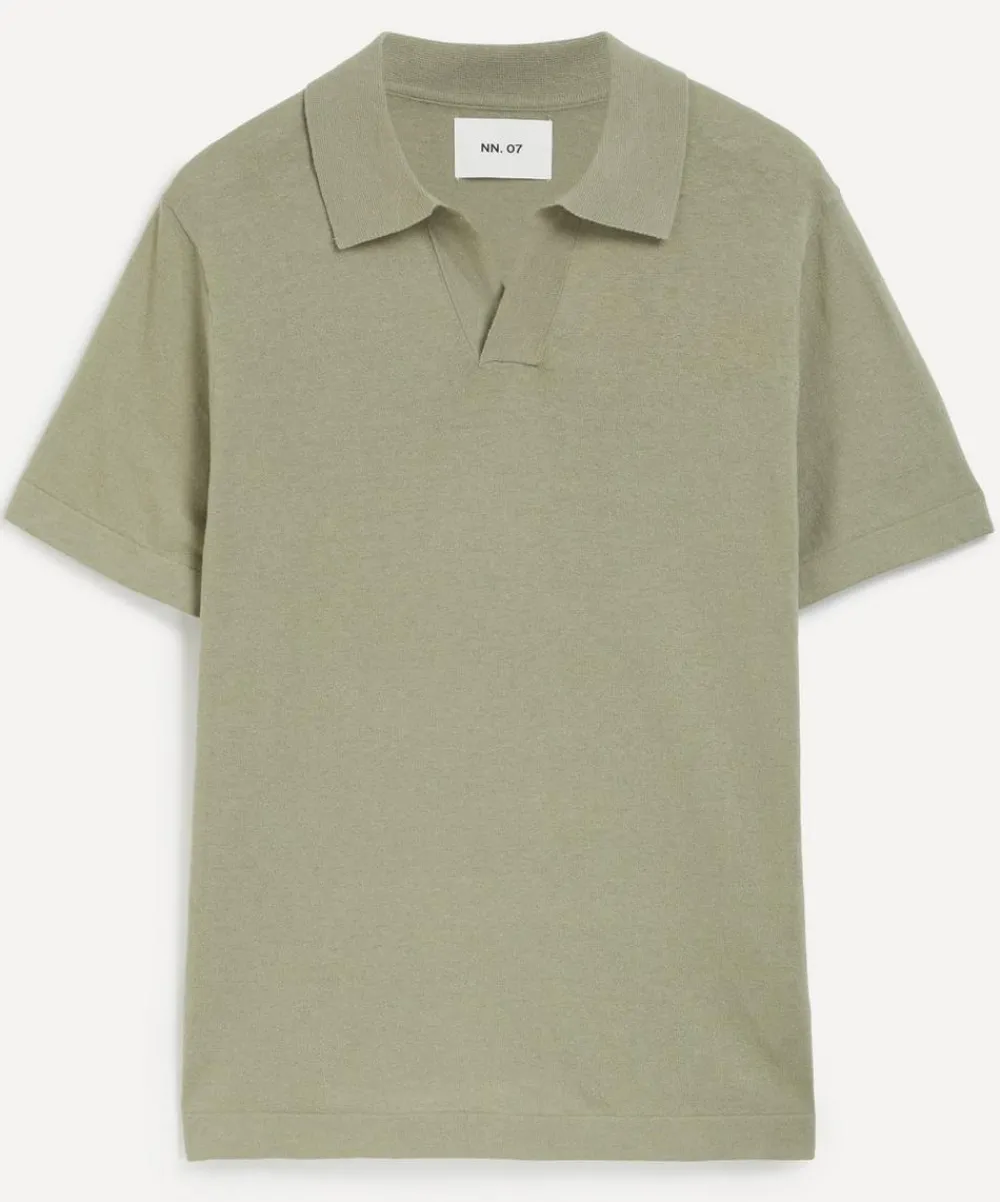 NN07 Tops^Ryan Knitted Linen-Blend Polo