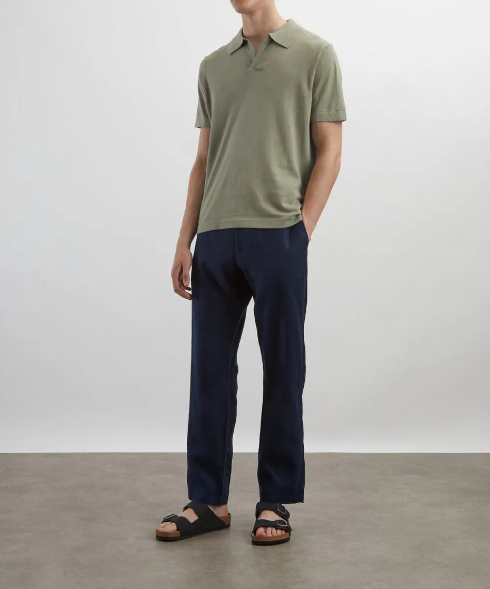 NN07 Tops^Ryan Knitted Linen-Blend Polo