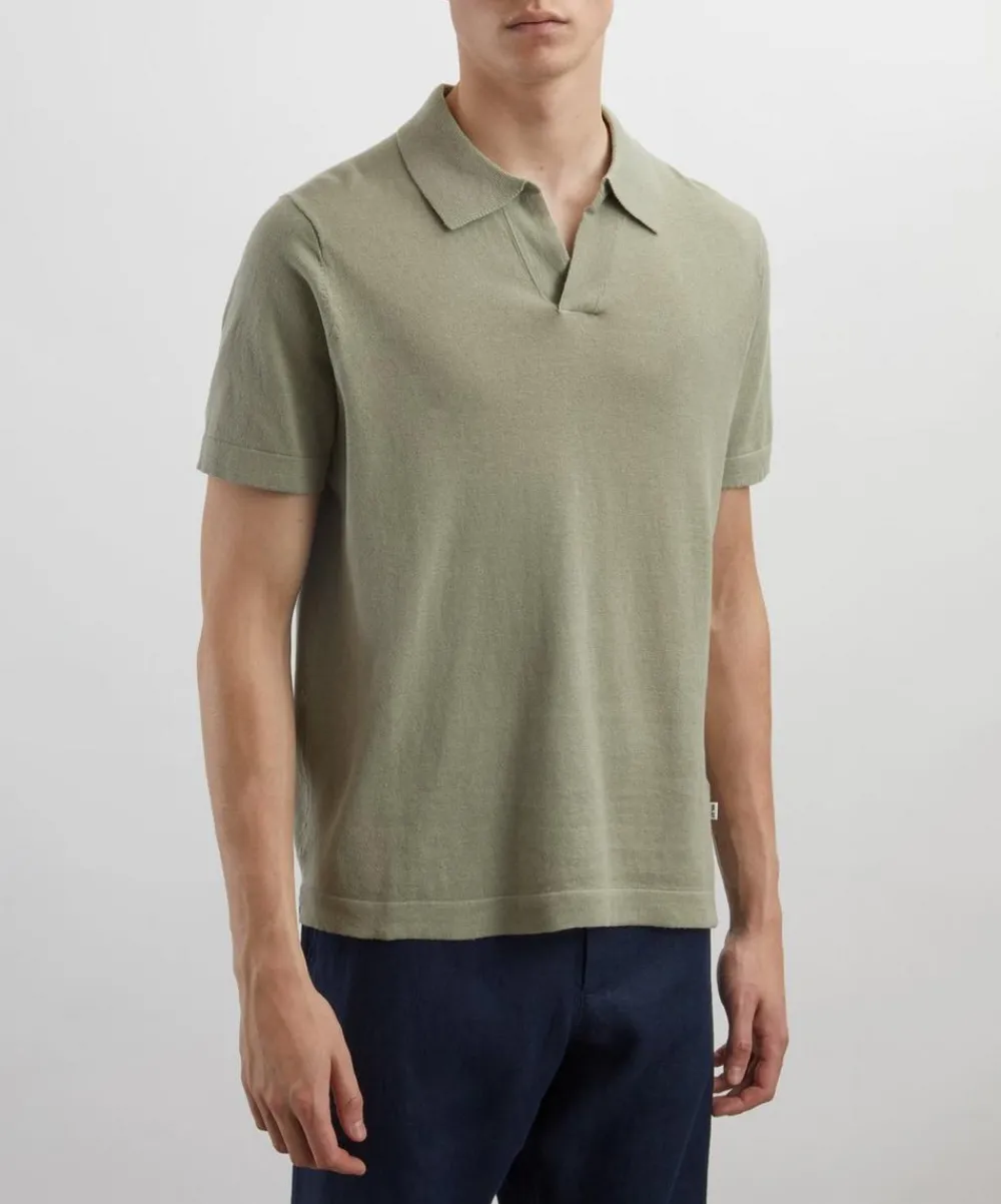 NN07 Tops^Ryan Knitted Linen-Blend Polo