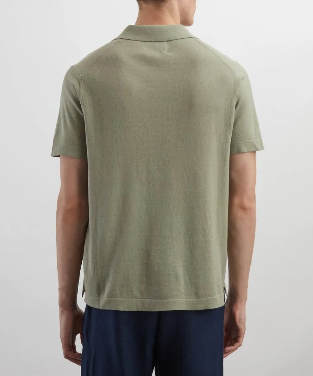 NN07 Tops^Ryan Knitted Linen-Blend Polo