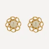 Designer Vintage Earrings^1980’s Chanel Gilt And Faux Pearl Camellia Earrings