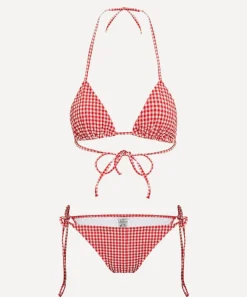Hunza G Swimwear^Sabrina Red Gingham Seersucker Bikini