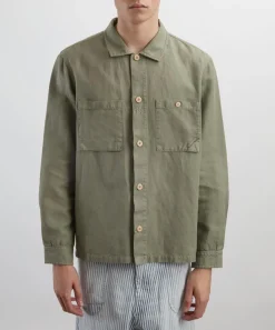 Folk Coats & Jackets^Sage Hemp Canvas Anniversary Patch Overshirt
