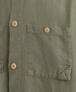 Folk Coats & Jackets^Sage Hemp Canvas Anniversary Patch Overshirt