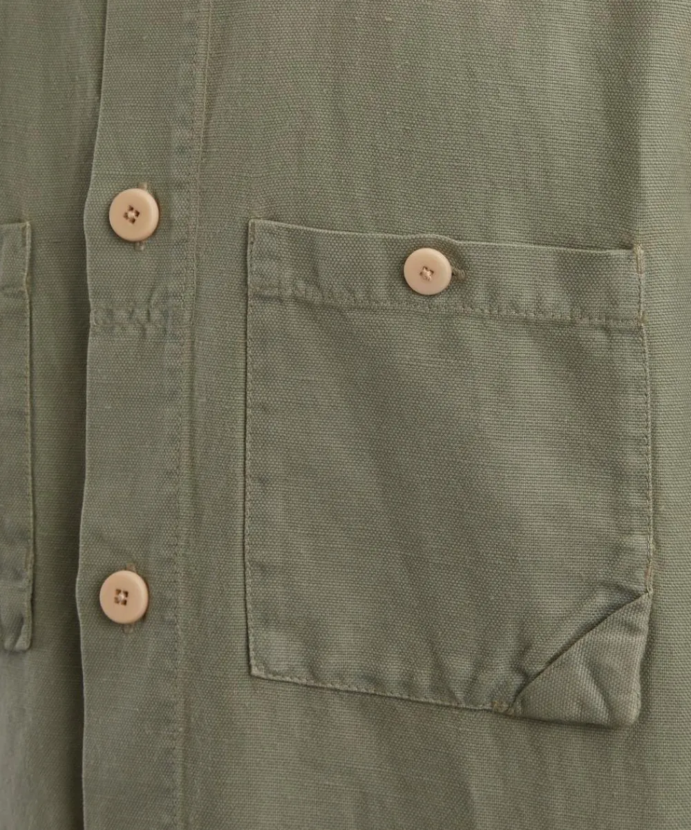 Folk Coats & Jackets^Sage Hemp Canvas Anniversary Patch Overshirt