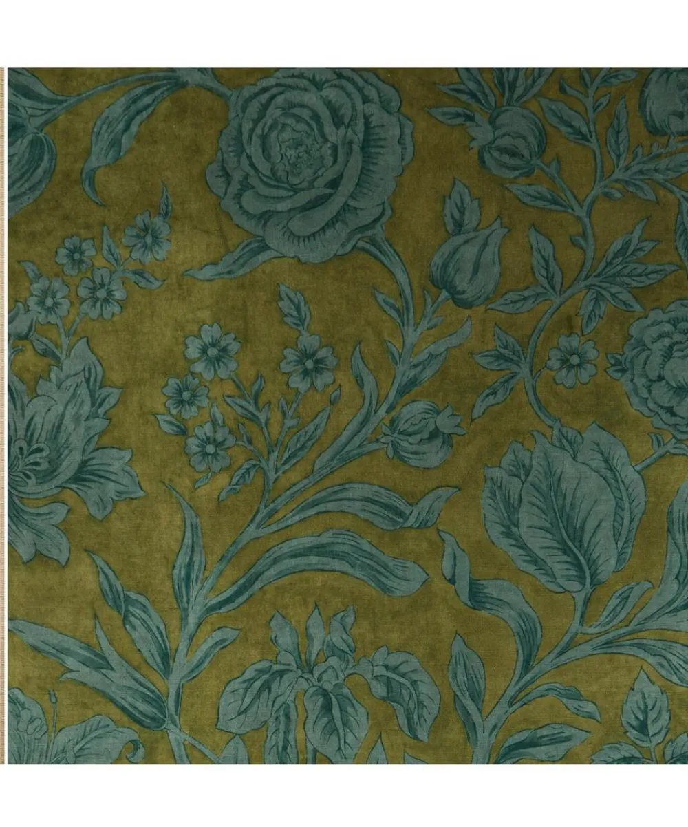 Liberty Interiors Furnishing Fabrics^Sambourne Vine Downley Velvet in Kelp