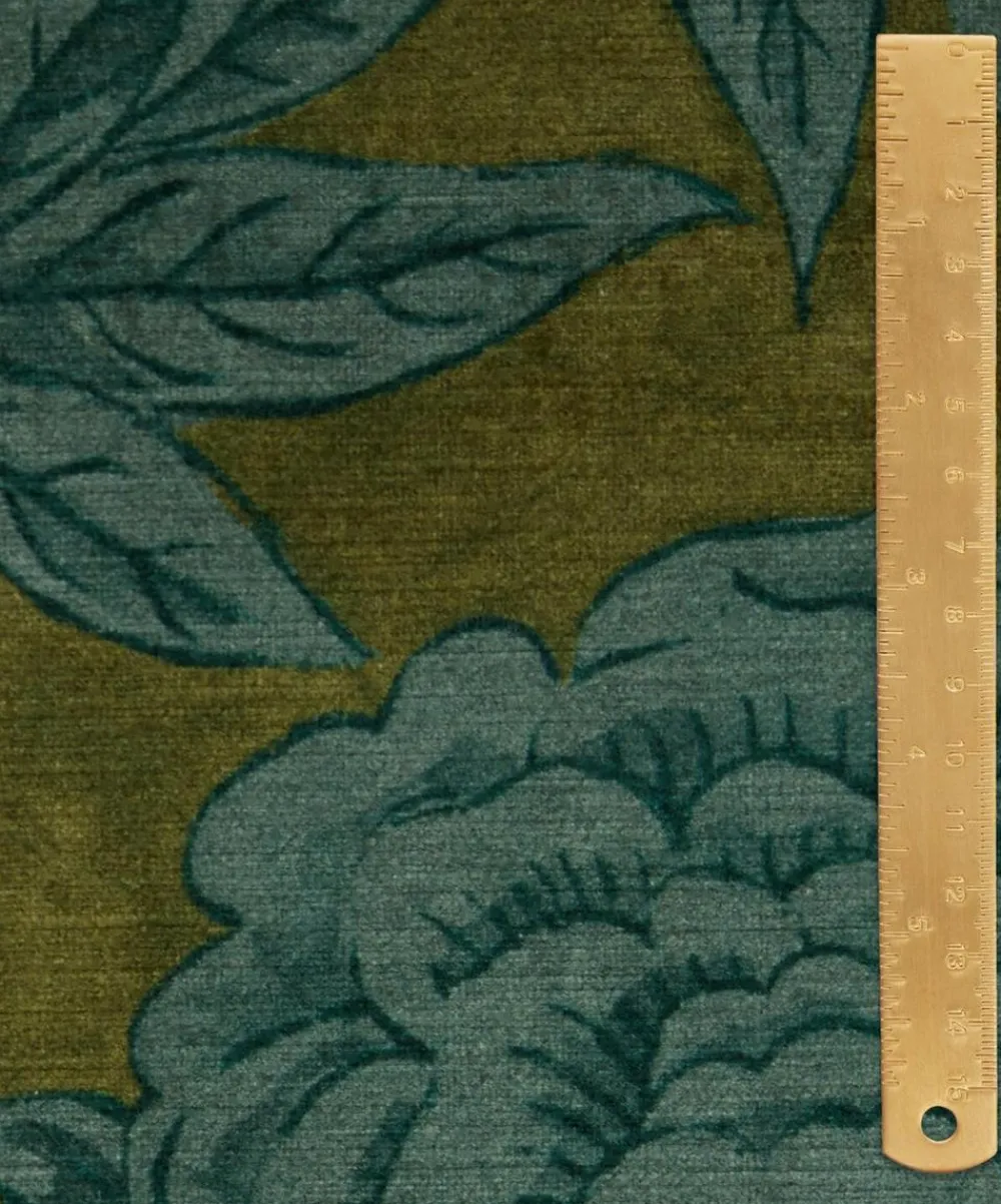 Liberty Interiors Furnishing Fabrics^Sambourne Vine Downley Velvet in Kelp