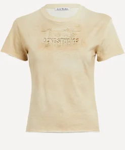 Acne Studios Tops^Sand Beige Branded T-Shirt