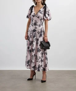 Self-Portrait Dresses^Satin Floral Midi Dress
