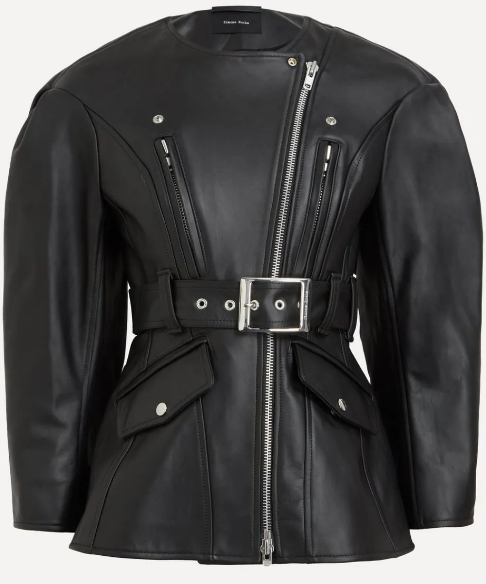 Simone Rocha Coats & Jackets^Sculpted Bow Embellished Biker Jacket