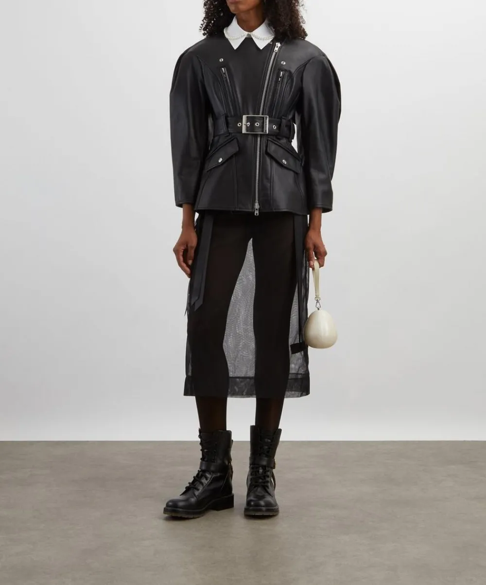 Simone Rocha Coats & Jackets^Sculpted Bow Embellished Biker Jacket
