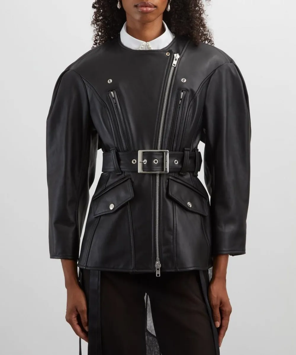 Simone Rocha Coats & Jackets^Sculpted Bow Embellished Biker Jacket