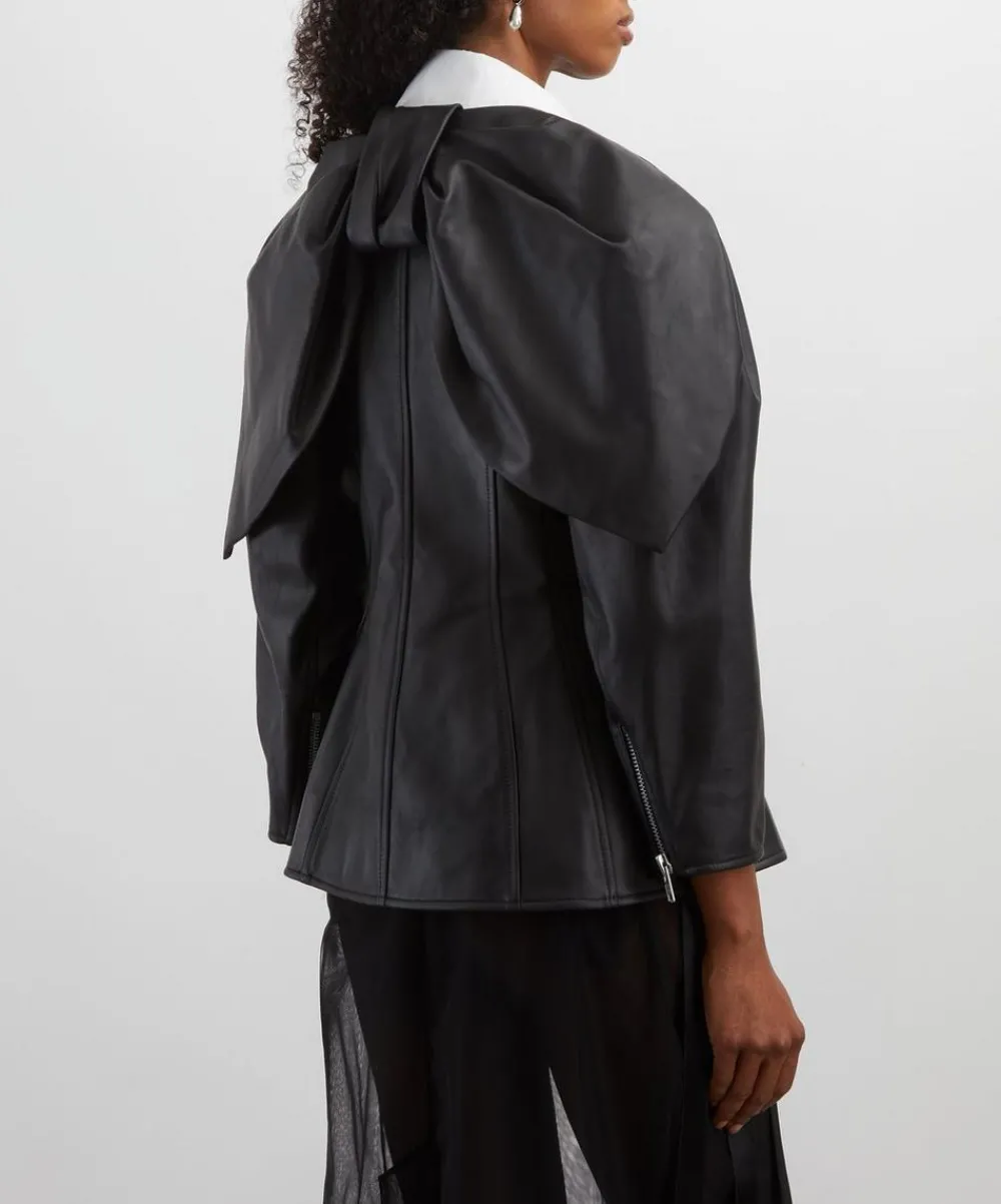 Simone Rocha Coats & Jackets^Sculpted Bow Embellished Biker Jacket
