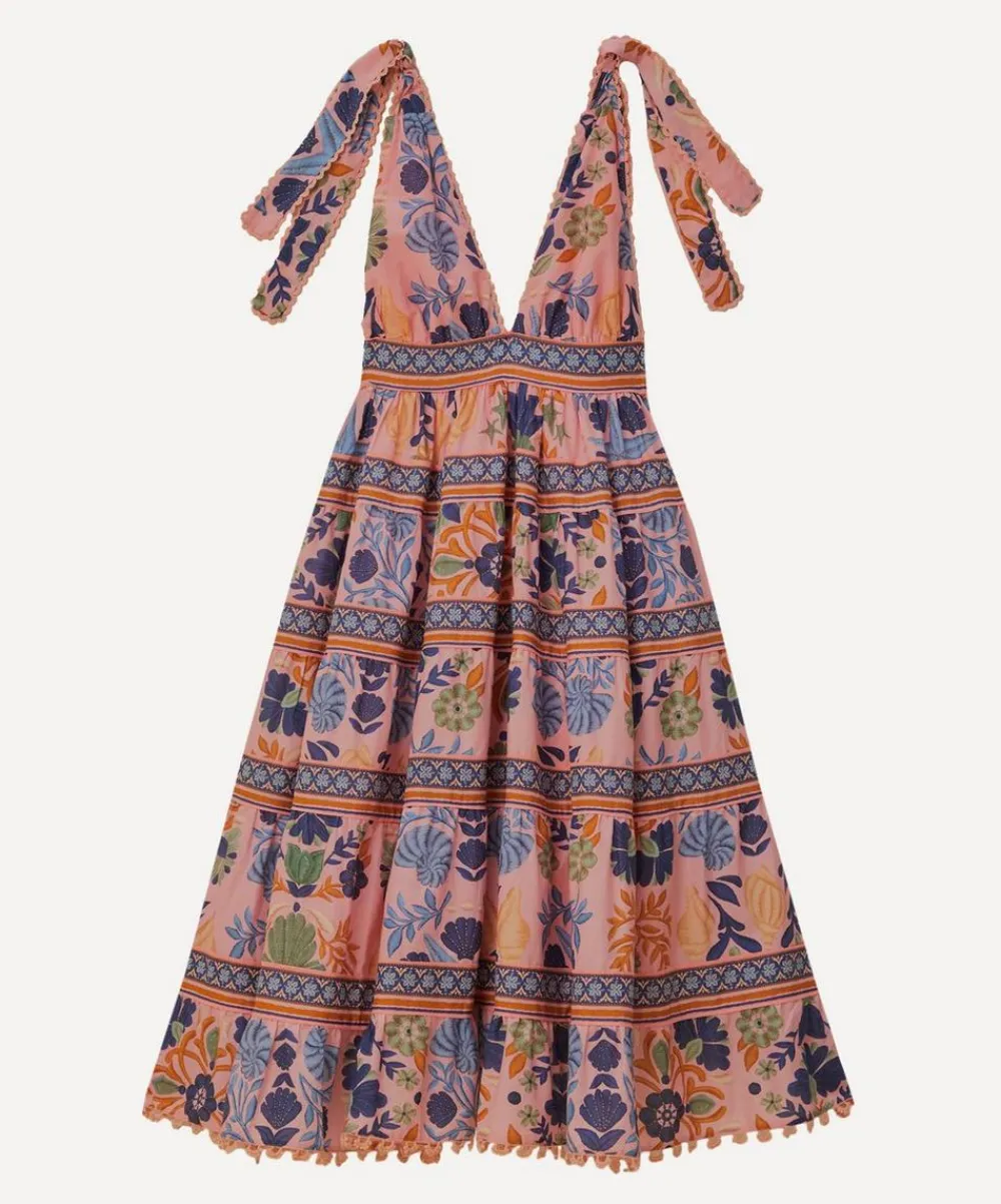FARM Rio Dresses^Seashell Tapestry Pink Midi-Dress